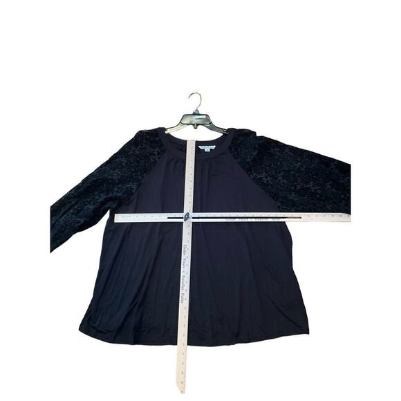 Zac & Rachel Top Women's 2X Black Rayon Stretch Pleated Keyhole Back Motorcycle - Picture 4 of 5